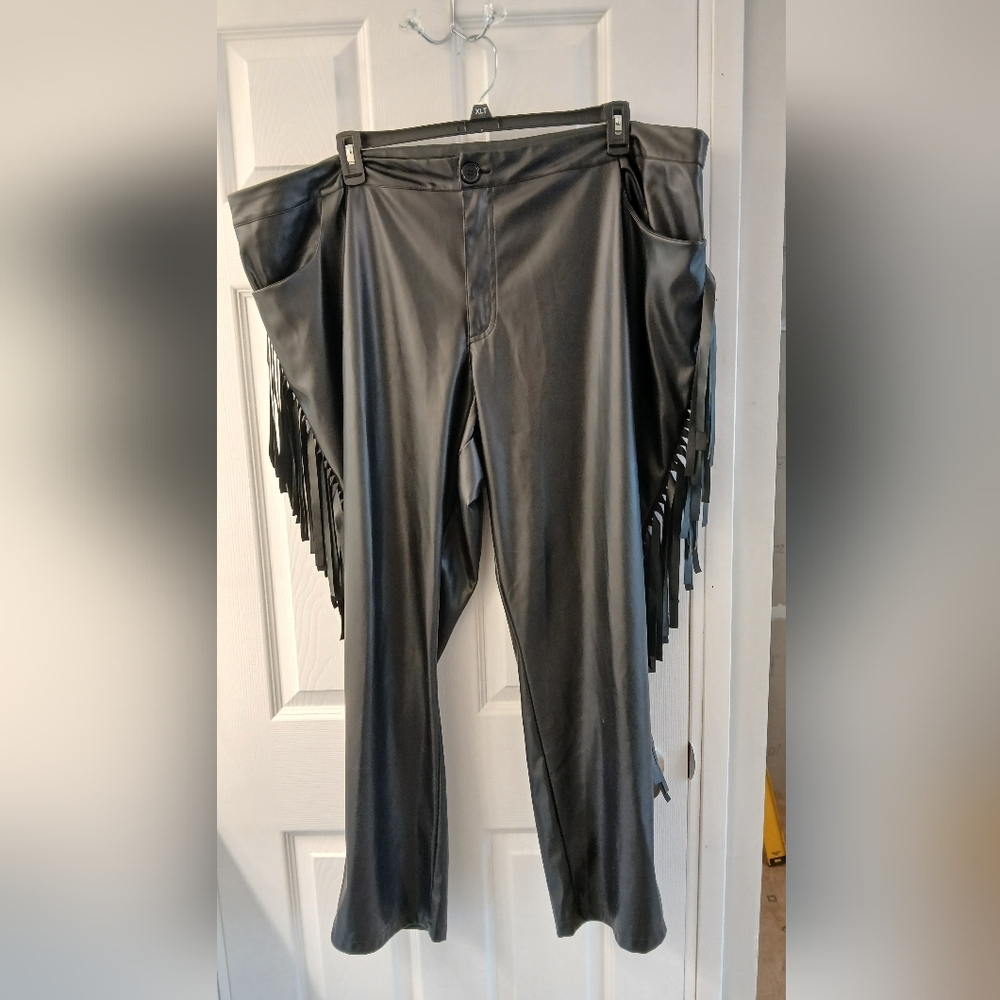 Ashley Stewart Faux Leather Fringe Pants – Size 28